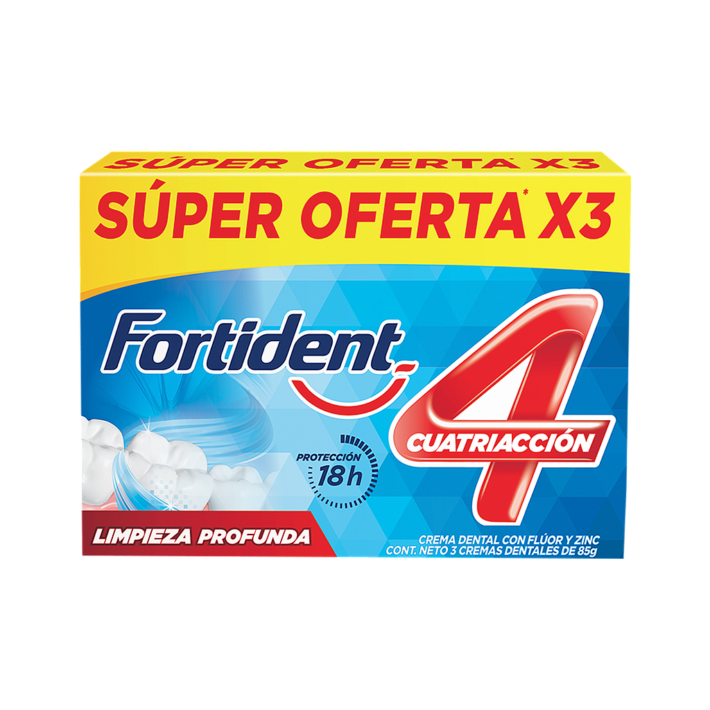 PASTA FORTIDENT 4-LIMPIEZA PROFUNDAx85GRx3