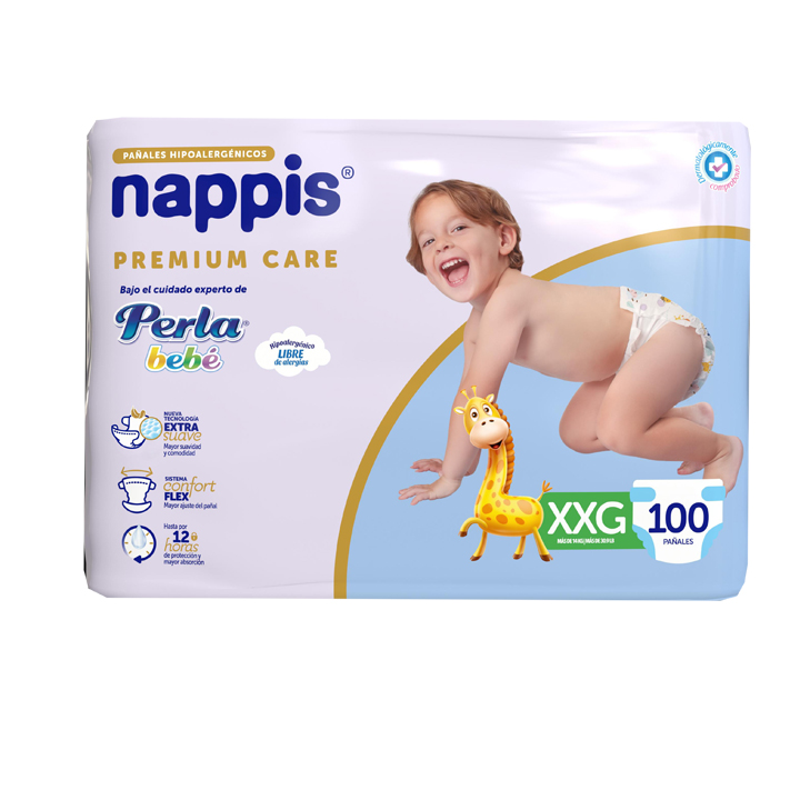 PAÑAL NAPPIS PREMIUM CARE XXGx100