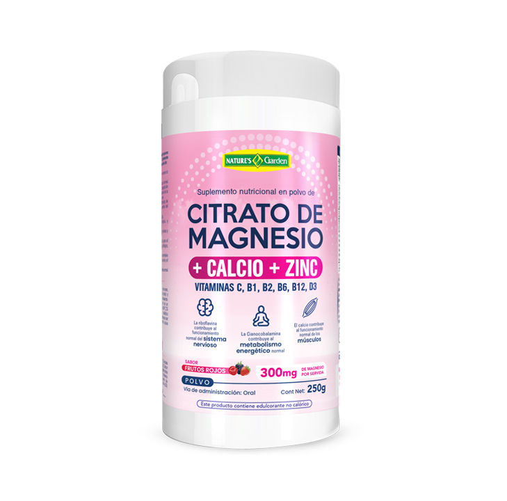 CITRATO MAGNESIO NATURES GARDEN FRU ROJOS POLVOx300MGx250GR