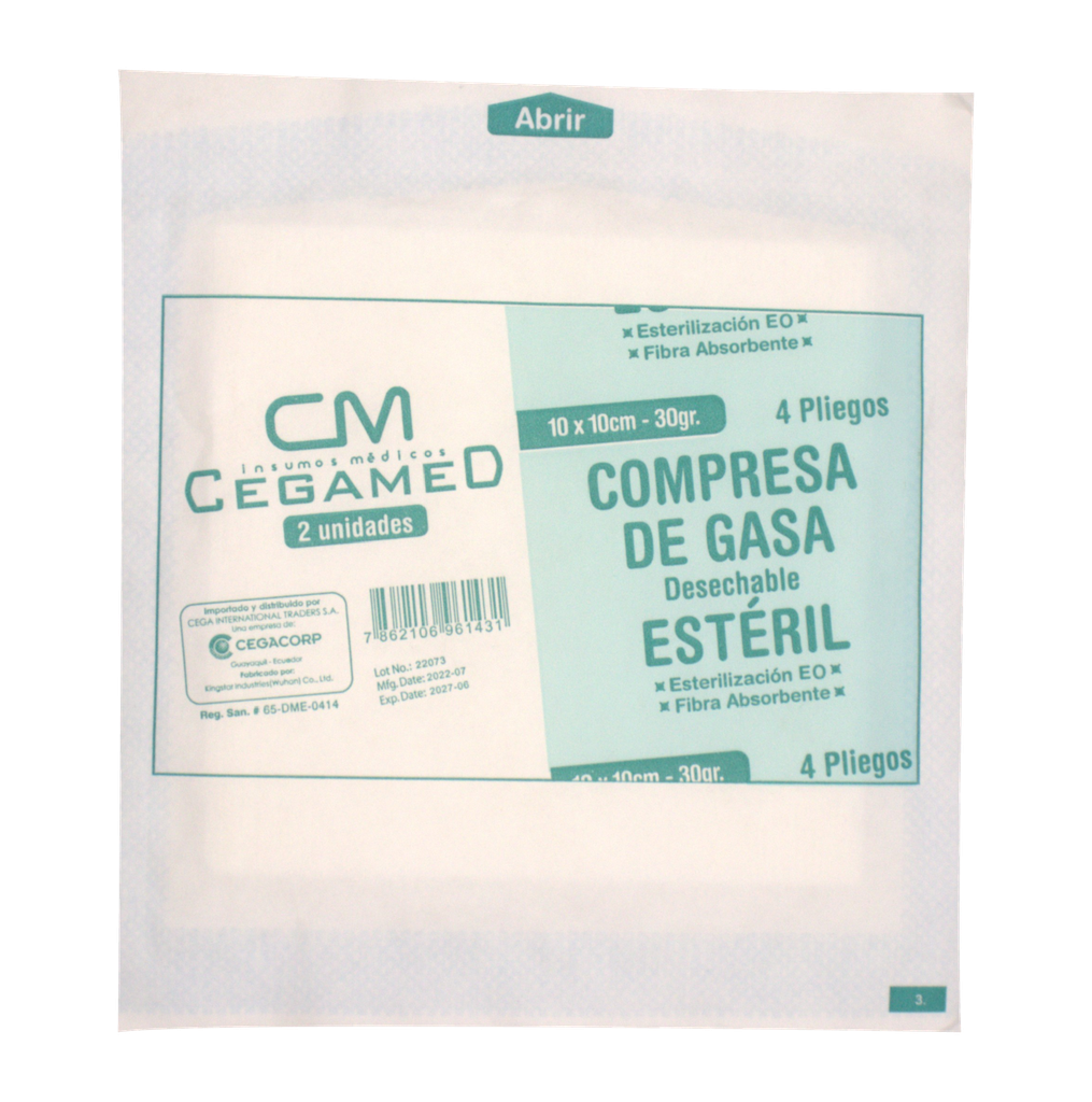 COMPRESA DE GASA CEGAx10x10CMx2