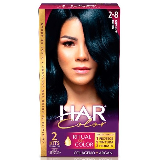 [01686] TINTE HAR CREMA#2-8 NEGRO AZULADOx2KITS 