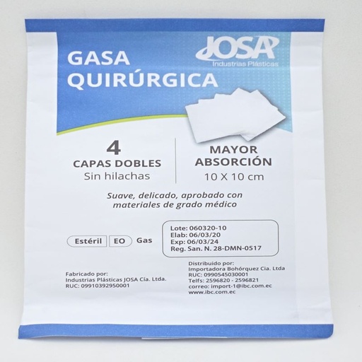 [03864] GASA QUIRURGICA JOSAx10x10x100 