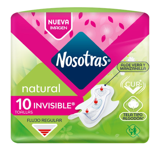 [12909] TOALLA HIG NOSOTRAS NATURAL INVISIBLE C-ALASx10 