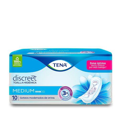 [03696] TOALLA HIG TENA DISCRET MEDIUMx10 
