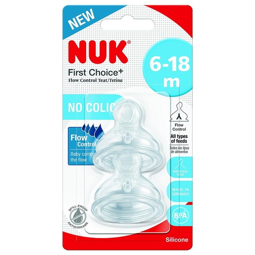 [02915] CHUPON NUK F-CHOICE SILICONE FLOW-CTROL 6-18Mx2 