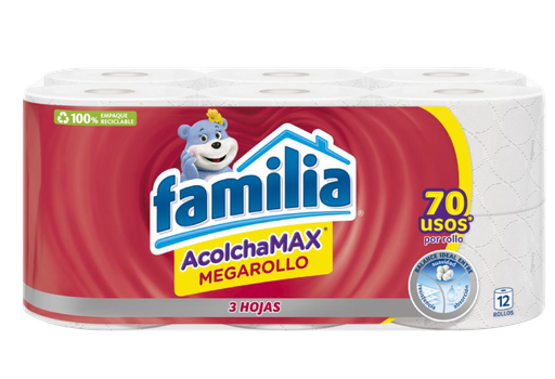 [02423] PAPEL HIG FAMILIA ACOLCHAMAX M-ROLLO T-HOJA ROLLOx12 