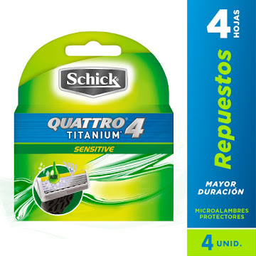 [01854] REPUESTO SCHICK QUATTRO TITANIUM SENSITIVEx4 