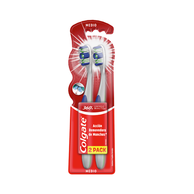 [02187] CEPILLO COLGATE 360 LUM-WHITE MEDIOx2PACK 