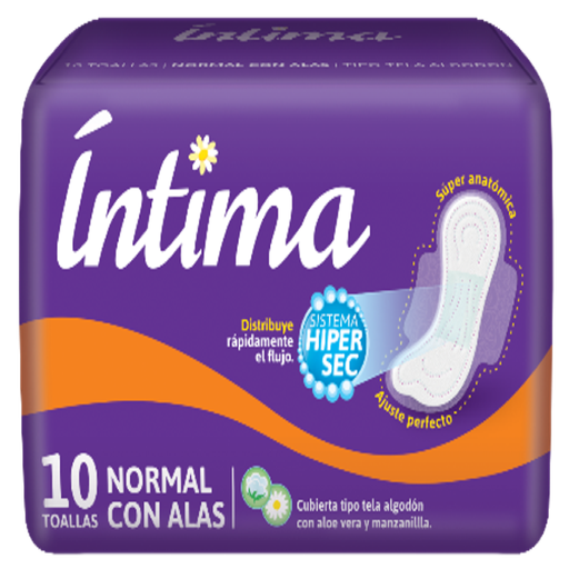 [00493] TOALLA HIG INTIMA NORMAL TELA C-ALASx10 
