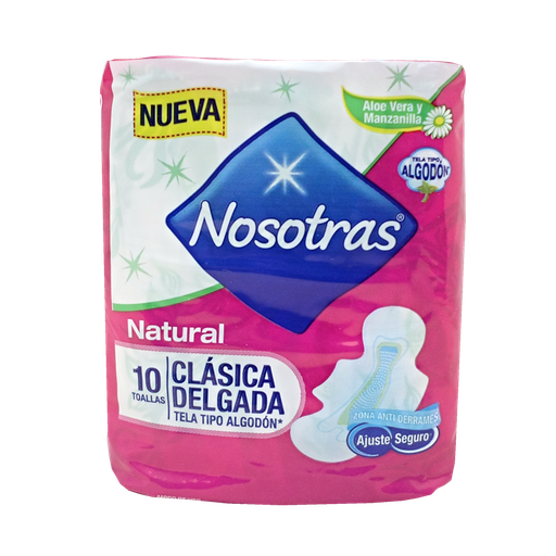 [61158] TOALLA HIG NOSOTRAS NATURAL CLAS DELG C-ALASx10 