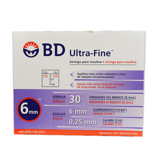 [62707] JERINGA BD INSULINA U-FINA 0.3MLx6MMx10(10) 