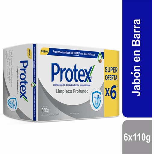[66715] JABON PROTEX LIMPIEZA PROFUNDA BARRAx110GRx6 