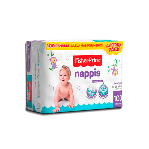 [69545] PAÑAL NAPPIS FISHER-P Mx100+PROMO 