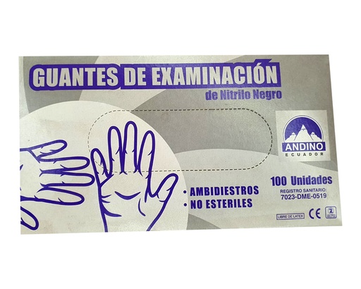 [69582] GUANTE EXAM ANDINO NITRILO NEGRO T-Sx100 