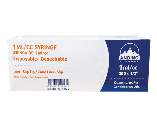 [69719] JERINGA ANDINO 1ML/CC 30Gx1/2"x100 