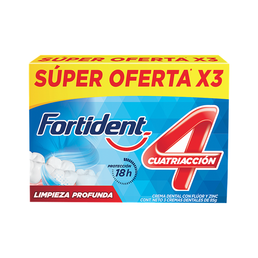 [70692] PASTA FORTIDENT 4-LIMPIEZA PROFUNDAx85GRx3 
