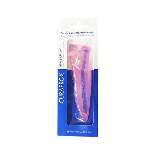 [72200] SET CEPILLO CURAPROX INTERDENTALx5 MANGO+ESTUCHE 