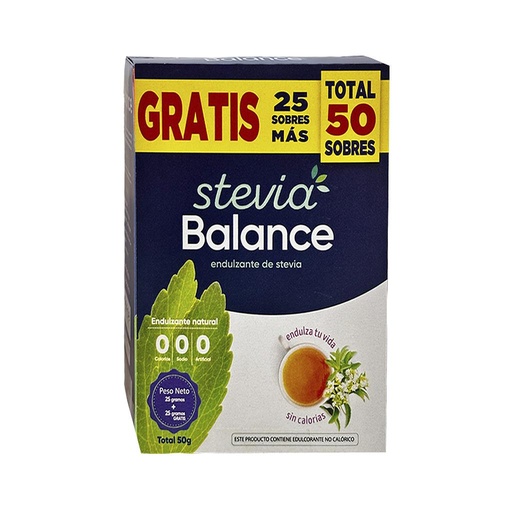 [72434] ENDULZ STEVIA BALANCE SOBx100GRx25+25GRAT 