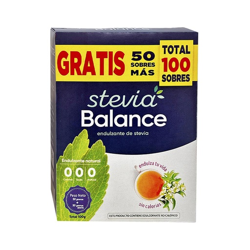 [72435] ENDULZ STEVIA BALANCE SOBx100GRx50+50GRAT 