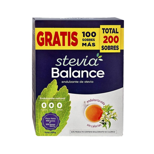 [72436] ENDULZ STEVIA BALANCE SOBx100GRx100+100GRAT 