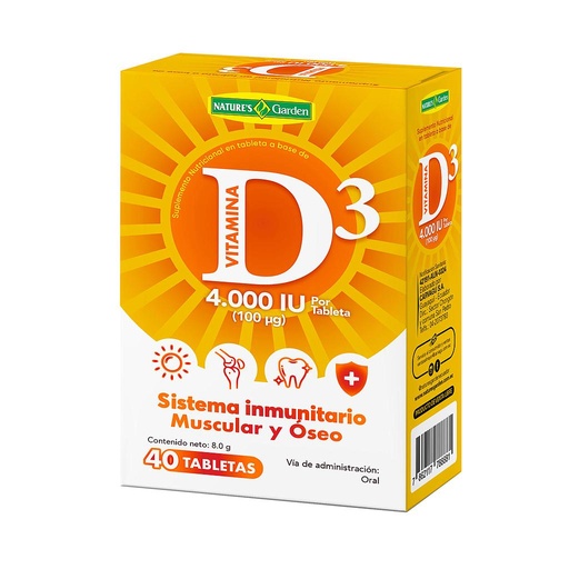 [73900] VITAMINA D3 TABx4000UIx40 NATURES GARDEN 