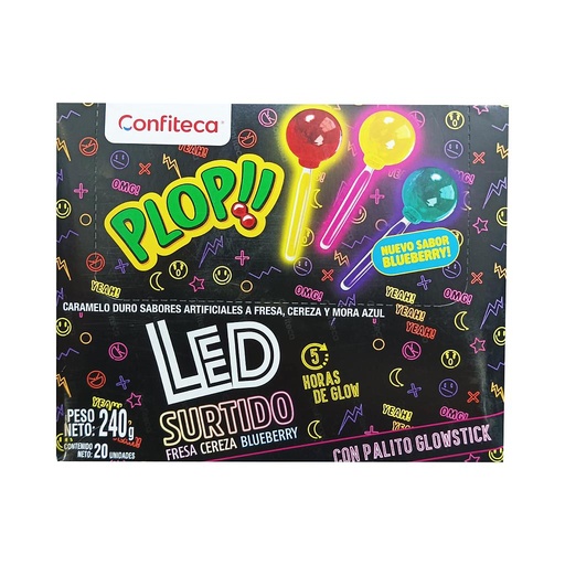 [74491] CHUPETE PLOP LED SURTIDO CAJAx240GRx20 
