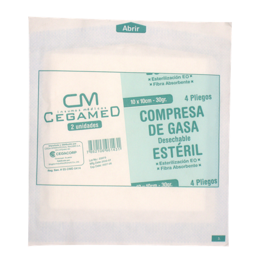[03938] COMPRESA DE GASA CEGAx10x10CMx2 